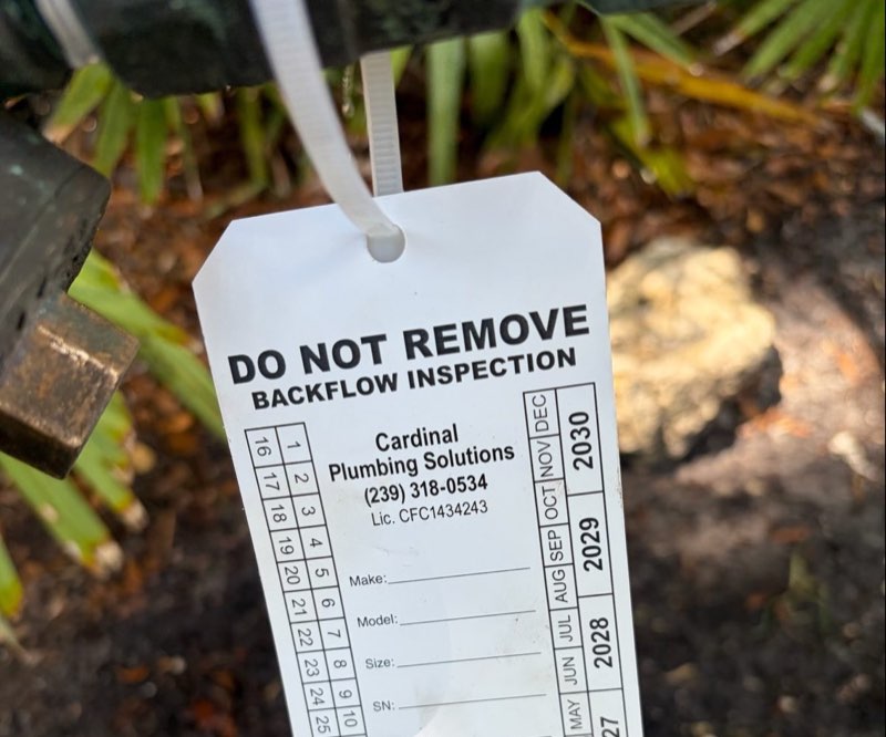 Backflow assembly tagged after its annual certified test