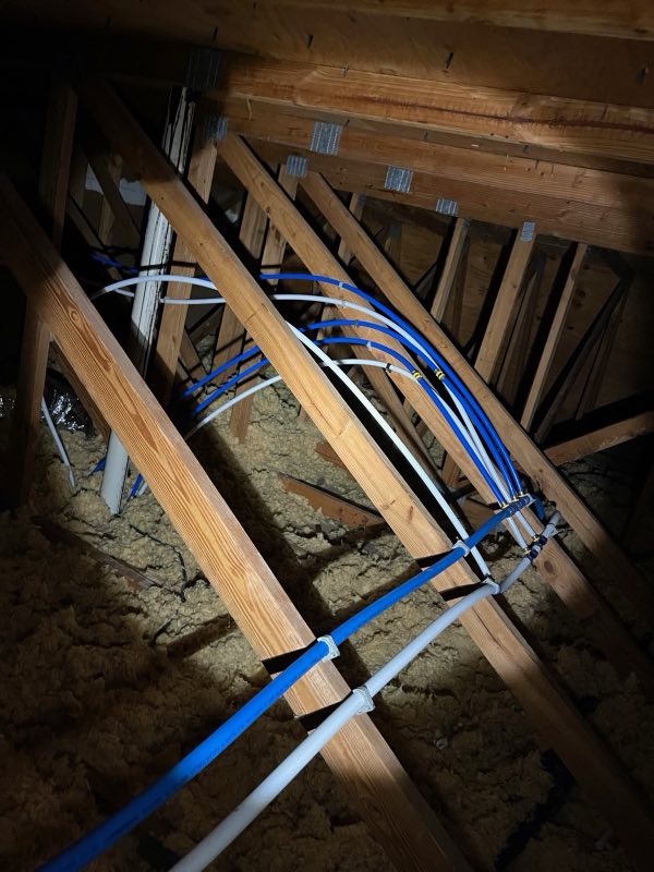 Whole-house PEX repipe run through the attic