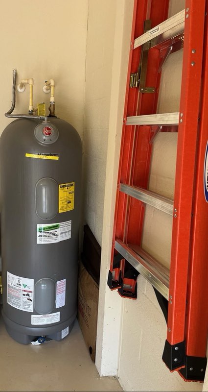 Water heater replacement in a garage