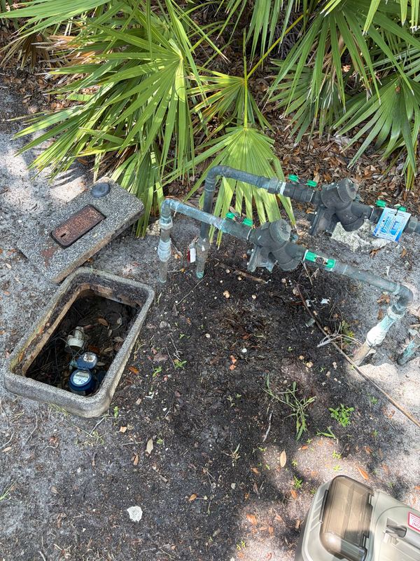 Backflow assembly and shutoffs at the water service